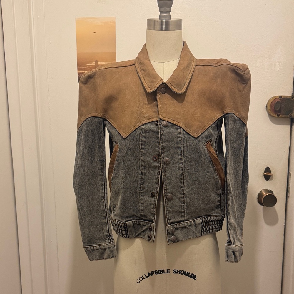 R13 Two-Tone Suede Yoke Denim Jacket - Brown & Gray